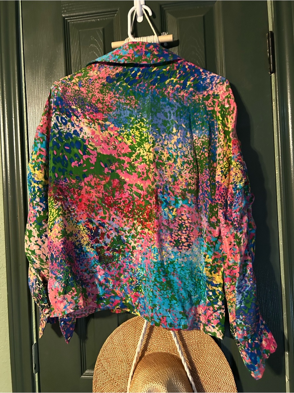 LA FIORA Multicolor Floral-Print V-Neck Blouse in Blue & Pink - Picture 3 of 5